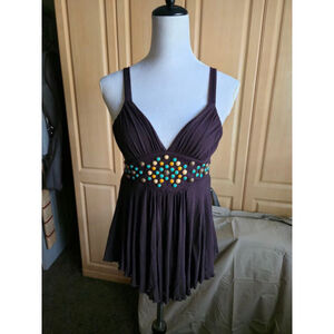 Ella Moss Women's Dark Brown Beaded Top. M